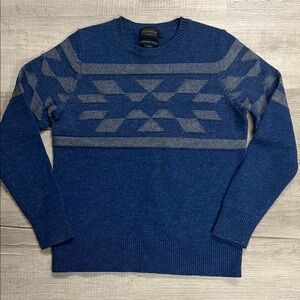 Pendleton Women’s Navy and Gray Geometric Crewneck Sweater sz small